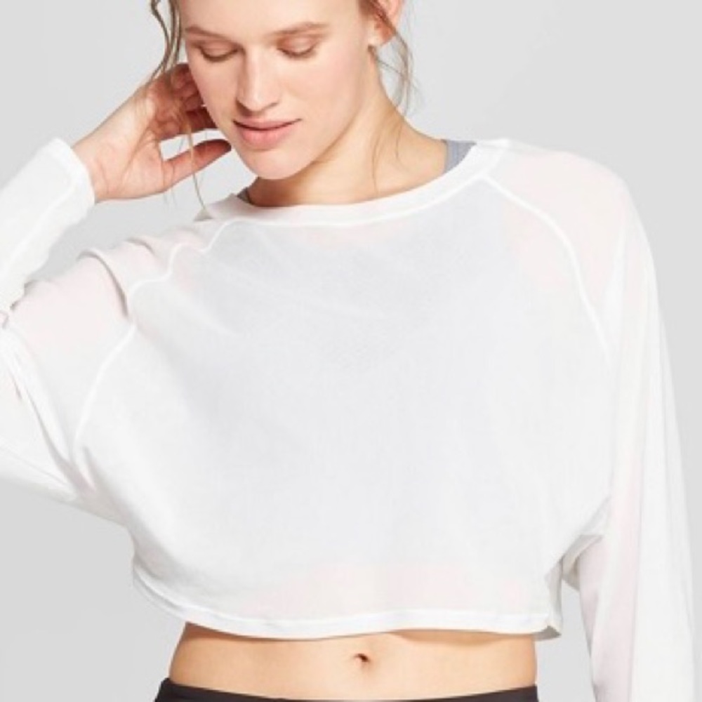 JoyLab White Mesh Top